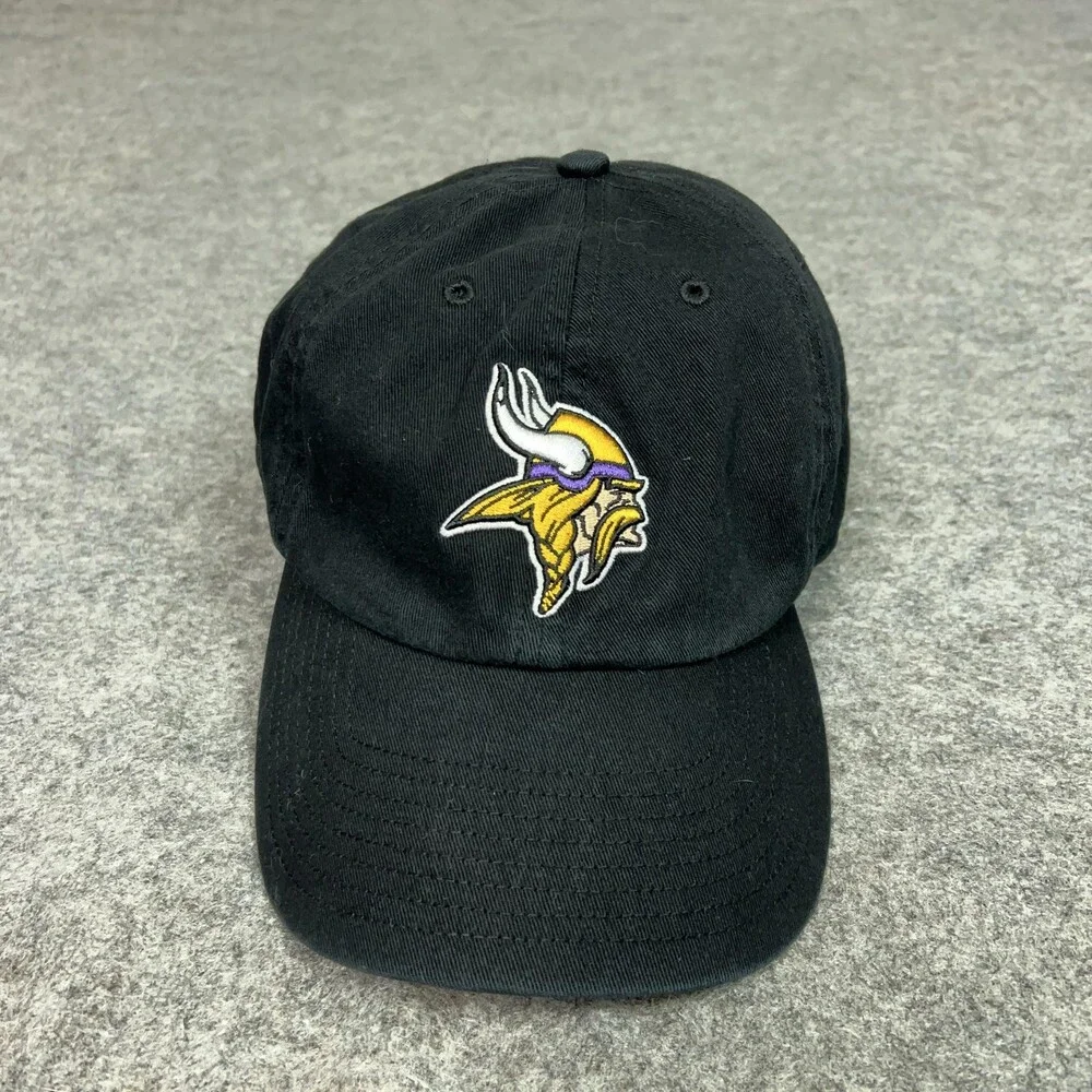 Minnesota Vikings Hat Cap Strap Back Black NFL Football Mens One Size‎ 47 OSFA